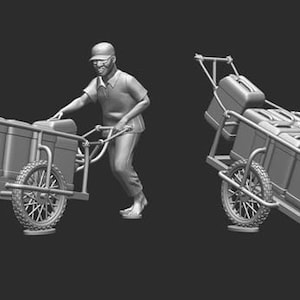 Modern African Civilian Villager w/ Cart Minifigures 15mm 20mm 28mm 32mm 35mm 40mm 54mm Miniatures Post Apocalyptic Zona Alfa Spectre RPG