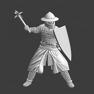 Northern Crusades Miniature, Medieval Crusader Knight with War Hammer, Role Playing Miniatures, 28mm, 3D Printed, Wargaming, DnD Miniatures