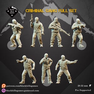 Black Hills Games, European Criminal Gang Full Set, Modern Miniatures, 15mm 20mm 28mm 32mm 35mm 40mm 50mm 54mm Scale, Spectre, OPFOR, Cartel