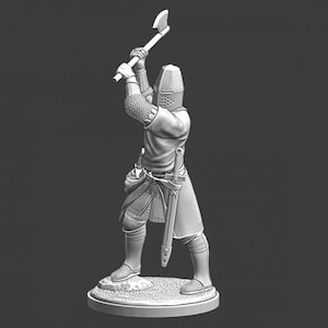 Northern Crusades Miniatures, Medieval Crusader Knight with 2 Hand Axe, RPG Miniature, 28mm, 3D Printed, Wargaming, Historical, 1/56, DnD