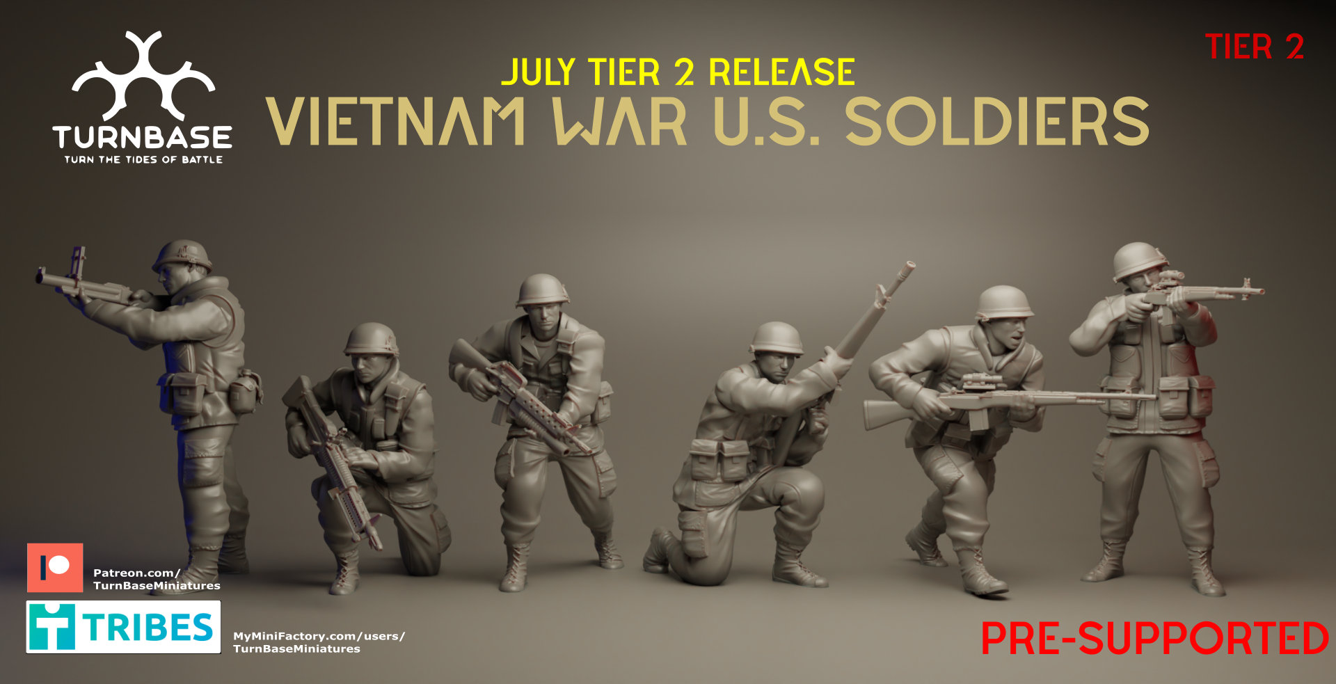 Vietnam War US Soldiers Infantry Squad TurnBase Minifigures 15mm 20mm 28mm 32mm 35mm 40 54mm Modern Cold War Miniatures Bolt Action 3D Print