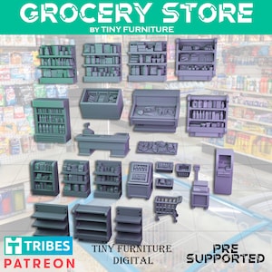 Grocery Store Scatter Terrain Scenery Props Minifigures 28mm 32mm 35mm 54mm Scale Modern Miniatures Post Apocalyptic Zona Alfa Wasteland RPG