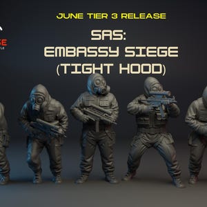 Turnbase Modern Miniature, British SAS Embassy Siege Squad, 5 Minis, 15mm 20mm 28mm 32mm 35mm 40mm 54mm Post Apocalyptic, Spectre, Zona Alfa