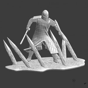 Northern Crusades Miniatures, Medieval Crusader Foot Knight Breakthrough Scene, RPG Mini, 28mm, 3D Printed, Wargaming, Historical, 1/56, DnD
