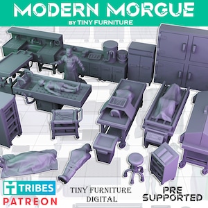 Modern Morgue Scatter Terrain Scenery Props Minifigures 28mm 32mm 35mm 54mm Scale Modern Miniatures Post Apocalyptic Zona Alfa Wasteland RPG