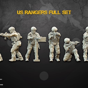 Black Hills Games, US Rangers Infantry Full Set, Modern Miniatures, 15mm 20mm 28mm 32mm 35mm 40mm 50mm 54mm, Spectre, United States Army, 3D