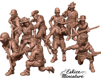 French Infantry in Indochina, Eskice Miniatures, Vietnam War, 15mm, 20mm, 28mm, 54mm, Bolt Action, Set, Resin, 3D Printed, 10 Resin Minis