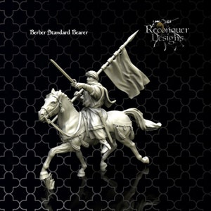 Reconquer Designs, Miniatures, Almoravid Standard Bearer, 28mm, 20mm, 1/72 scale, 40mm, 54mm, Medieval, Dark Age, Historical, Crusades