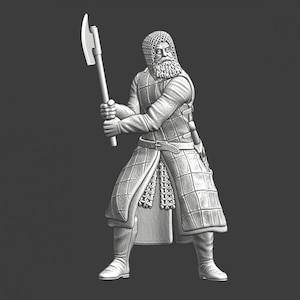 Northern Crusades Miniatures, Medieval Swedish Crusader Foot Knight, Commander, RPG, 28mm, 3D Printed, Wargaming, Historical, 1/56, Saga