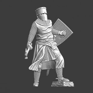 Northern Crusades Miniatures, Medieval Crusader Knight with War Hammer, RPG Miniatures, 28mm, 3D Printed, Wargaming, Historical, 1/56, DnD