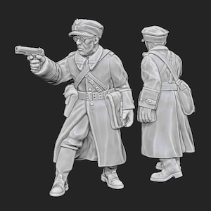 Just Some Miniatures, WW2, Polish People&#39;s Army Officer, Commissar, 28mm, 54mm, Bolt Action, Chain of Command, World War 2, 3D Printed, Mini