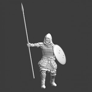 Northern Crusades Miniature, Medieval Kievan Rus with Spear, Role Playing Miniatures, 28mm, 3D Print, Wargaming, DnD Miniatures, Tabletop