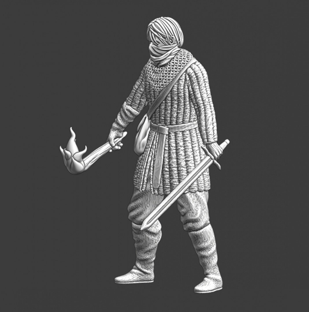 Dnd Commando Northern Crusades Miniatures, Medieval Soldier With Torch, Commando ...