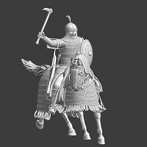 Northern Crusades Miniatures, Medieval Mounted Mongol General, 1/56, Role Playing Miniatures, 28mm, 3D Printed, Wargaming, Historical, DnD