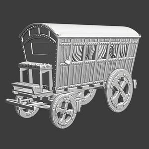 Northern Crusades Miniature, Medieval Royal or Noble Wagon, Praying, Role Playing Miniatures, 28mm, 3D Printed, Wargaming, DnD Miniatures