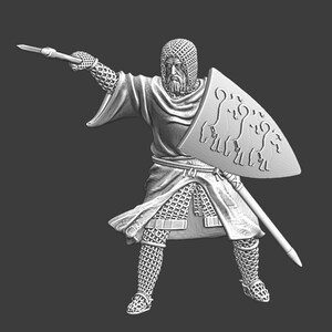Northern Crusades Miniatures, Medieval Crusader Knight Fighting with Axe, RPG Miniatures, 28mm, 3D Printed, Wargaming, Historical, 1/56, DnD