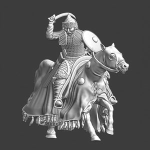 Northern Crusades Miniatures, Medieval Mounted Mongol Cavalry Warrior, 1/56, RPG Miniature, 28mm, 3D Printed, Wargaming, Historical, DnD