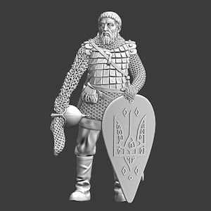 Northern Crusades Miniatures, Medieval Kievan Rus Commander, General, Leader, RPG Miniatures, 28mm, 3D Printed, Wargaming, Historical, 1/56
