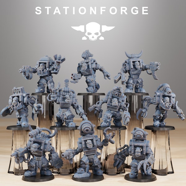 Orkaz Steelbrutes by Station Forge Miniatures, Infantry, Starfinder Grim Dark Minis, 3D Printed Proxy Space Orks Greenskins Orcs Minifigures