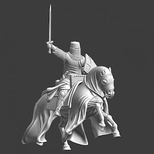 Northern Crusades Miniatures, Medieval Mounted Templar Knight, 1/56, Role Playing Miniatures, 28mm, 3D Printed, Wargaming, Historical, DnD