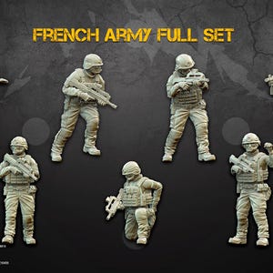 Black Hills Games, French Army Full Set, Modern Miniatures, 7 Minis, 15mm 20mm 28mm 32mm 35mm 40mm 54mm Post Apocalyptic, Spectre, 3D
