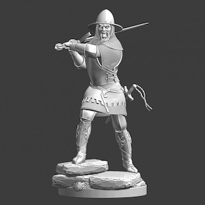 Northern Crusades Miniatures, Medieval German Mercenary Crusader Knight, RPG Miniature, 28mm, 3D Printed, Wargaming, Historical, 1/56, DnD