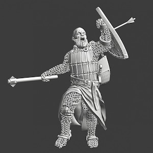 Northern Crusades Miniature, Medieval Knight Charging with Mace, Role Playing Miniatures, 28mm, 3D Printed, 1/56, Wargaming, DnD Miniatures
