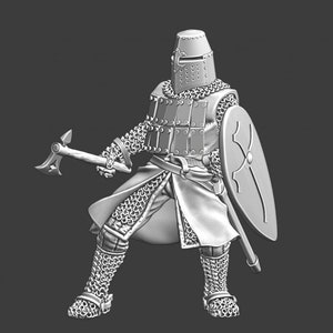 Northern Crusades Miniatures, Medieval Order Crusader Knight, Role Playing Miniatures, 28mm, 3D Printed, Wargaming, Historical, 1/56, DnD