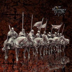 Reconquer Designs, Caballero Miniatures, 12th Century Military Order Knights, Medieval, DnD, Saga, 28mm, 15mm, 1/56, 1/100, Wargaming, 3D