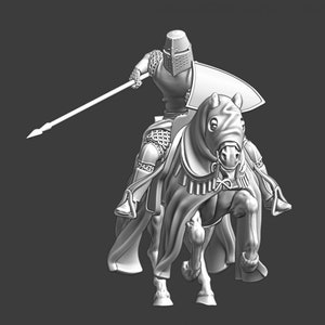 Northern Crusades Miniatures, Medieval Mounted Crusader Knight Charging with Lance, 1/56, RPG Miniatures, 28mm, 3D Printed, Wargaming, DnD