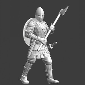 Northern Crusades Miniatures, Medieval Byzantine Varangian Guard Soldier, RPG Miniatures, 28mm, 3D Printed, Wargaming, Historical, 1/56, DnD