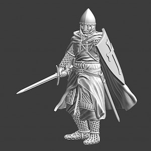 Northern Crusades Miniatures, Medieval German Crusader Knight, Baron, Lord, RPG Miniature, 28mm, 3D Printed, Wargaming, Historical, 1/56