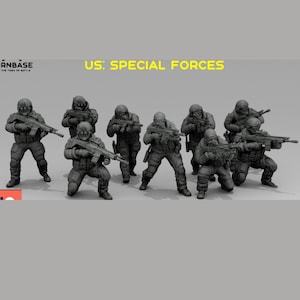 US Special Forces 9 Minifigures, 15mm 20mm 28mm 32mm 35mm 40mm 54mm Modern Miniatures Post Apocalyptic Zona Alfa Wasteland Turnbase Minis