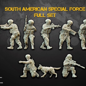Black Hills Games, South American Special Forces Full Set, Modern Miniatures, 15mm 20mm 28mm 32mm 35mm 40mm 54mm Post Apocalyptic, Spectre