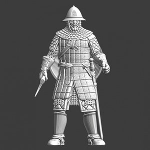 Northern Crusades Miniatures, Medieval Byzantine Varangian Guard Captain, Role Playing Miniatures, 28mm, 3D Printed, Wargaming, Historical
