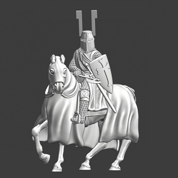 Northern Crusades Miniature, Medieval Mounted Teutonic Knight, Role Playing Miniatures, 28mm, 3D Printed, Wargaming, DnD Miniatures, 1/56