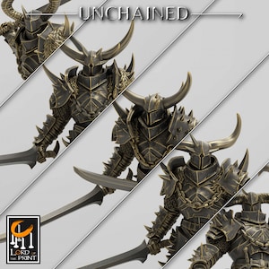 Lord of the Print, Miniatures, Unchained, Dual Sword Squadron, 32mm, 3D Printed, Dungeons and Dragons, DnD, Pathfinder 2e