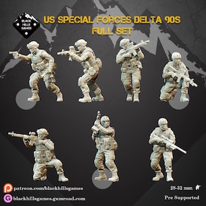 Black Hills Games, US Special Forces Delta 1990s Full Set, Modern Miniatures, 15mm 20mm 28mm 32mm 35mm 40mm 50mm 54mm, Spectre, Asymmetric