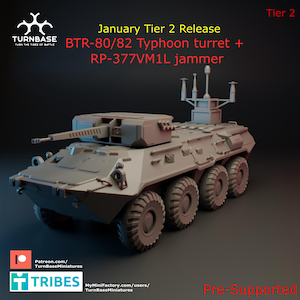 Turnbase Miniatures, Modern Russian BTR 80 / 82 with Typhoon Turret & Jammer, 15mm 20mm 28mm 32mm 35mm, Post Apocalyptic, Spectre Operations