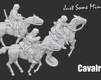 Just Some Miniatures, German Cavalry, Mounted with MG & Rifles, 28mm, 54mm, Bolt Action, Chain of Command, Late War