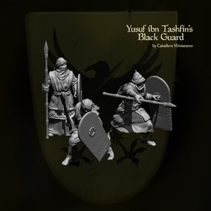 Reconquer Designs, Miniatures, Yusuf ibn Tashfin&#39;s Black Guard, 28mm, 20mm, 1/72 scale, 40mm, 54mm, Medieval, Historical, Crusades, Islamic