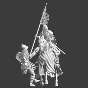 Northern Crusades Miniatures, Medieval Crusader Knight kicking Baltic warrior, 1/56, RPG Miniatures, 28mm, 3D Print, Wargaming, Historical