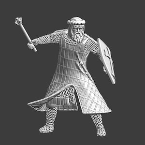 Northern Crusades Miniatures, Medieval Crusader Knight, Fighting, RPG Miniature, 28mm, 3D Printed, Wargaming, Historical, 1/56, Historic