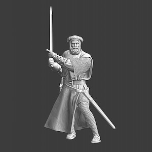 Northern Crusades Miniatures, Medieval Templar Knight Fighting, Role Playing Miniatures, 28mm, 3D Printed, Wargaming, Historical, 1/56, DnD