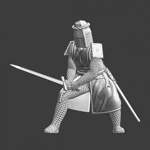 Northern Crusades Miniatures, Medieval Teutonic Crusader Knight, Last Stand, RPG Miniatures, 28mm, 3D Printed, Wargaming, Historical, 1/56