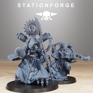 Scavenger Cultist Leader & Seer, Station Forge Miniatures, 3D Printed, Sci Fi Minis, Humanoids Tech Soldier, Grimdark Future Mech Soldier