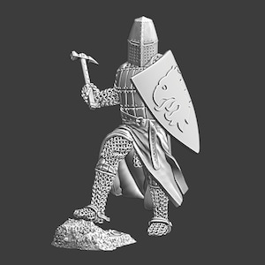 Northern Crusades Miniatures, Medieval Swedish Crusader Knight Sverre, RPG Miniature, 28mm, 3D Printed, Wargaming, Historical, 1/56, DnD