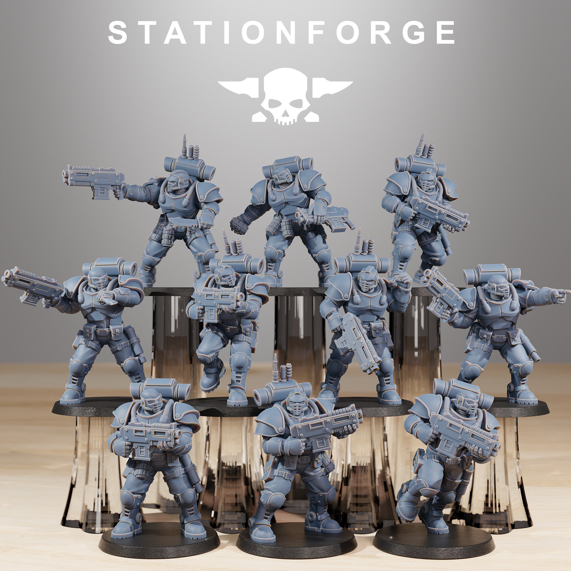 Socratis Light Infantry, Station Forge Miniatures, Space Warriors, Imperial Navy, Grimdark Future, Sci Fi Mini, Legion, 3D Printed Kitbash