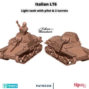 Italian LT6 Tank, Eskice Miniatures, WW2, 15mm, 20mm, 28mm, 54mm, Bolt Action, Chain of Command, World War 2, Flames of War, Resin Model