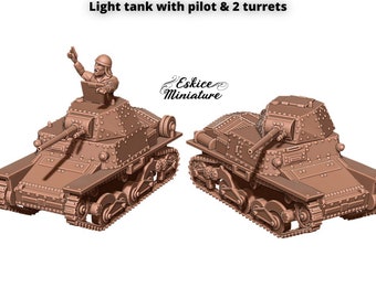 Italian LT6 Tank, Eskice Miniatures, WW2, 15mm, 20mm, 28mm, 54mm, Bolt Action, Chain of Command, World War 2, Flames of War, Resin Model